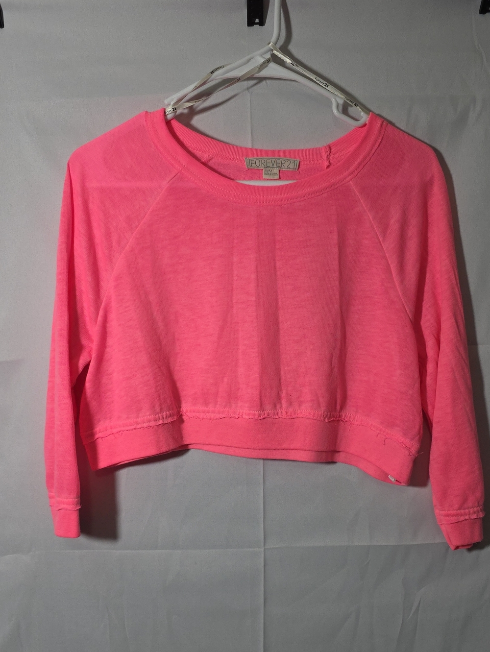 Forever 21 Neon Pink Cropped Sweater Womens Medium (W755)